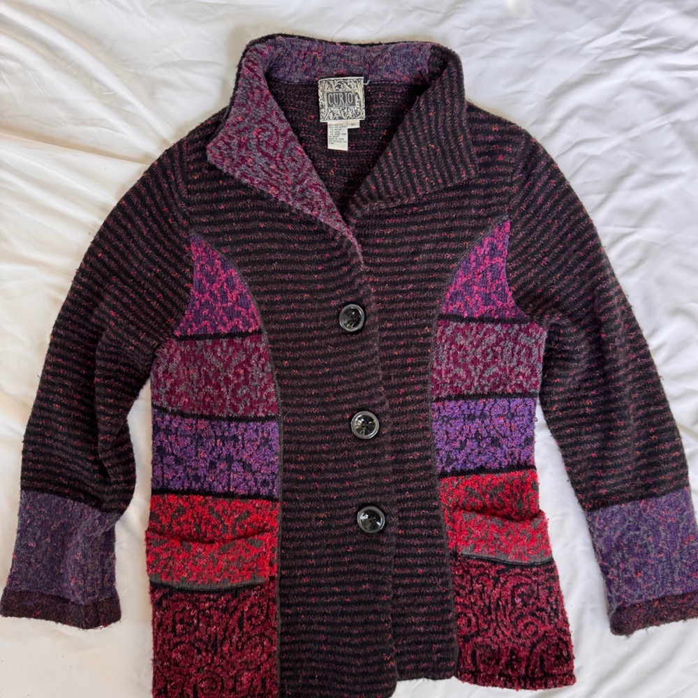 Curio vintage 90s Women's patchwork Striped Cardigan